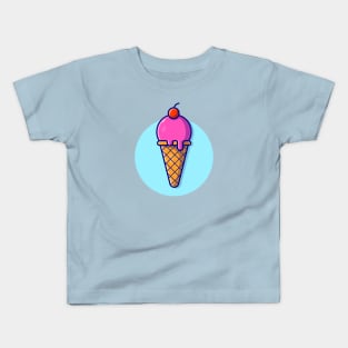 Ice Cream Cone Cartoon Vector Icon Illustration (9) Kids T-Shirt